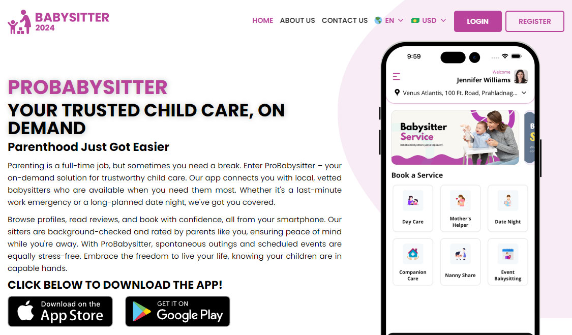 BabySitters app Web panel's