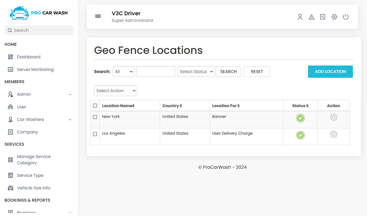 Geo Fence Locations