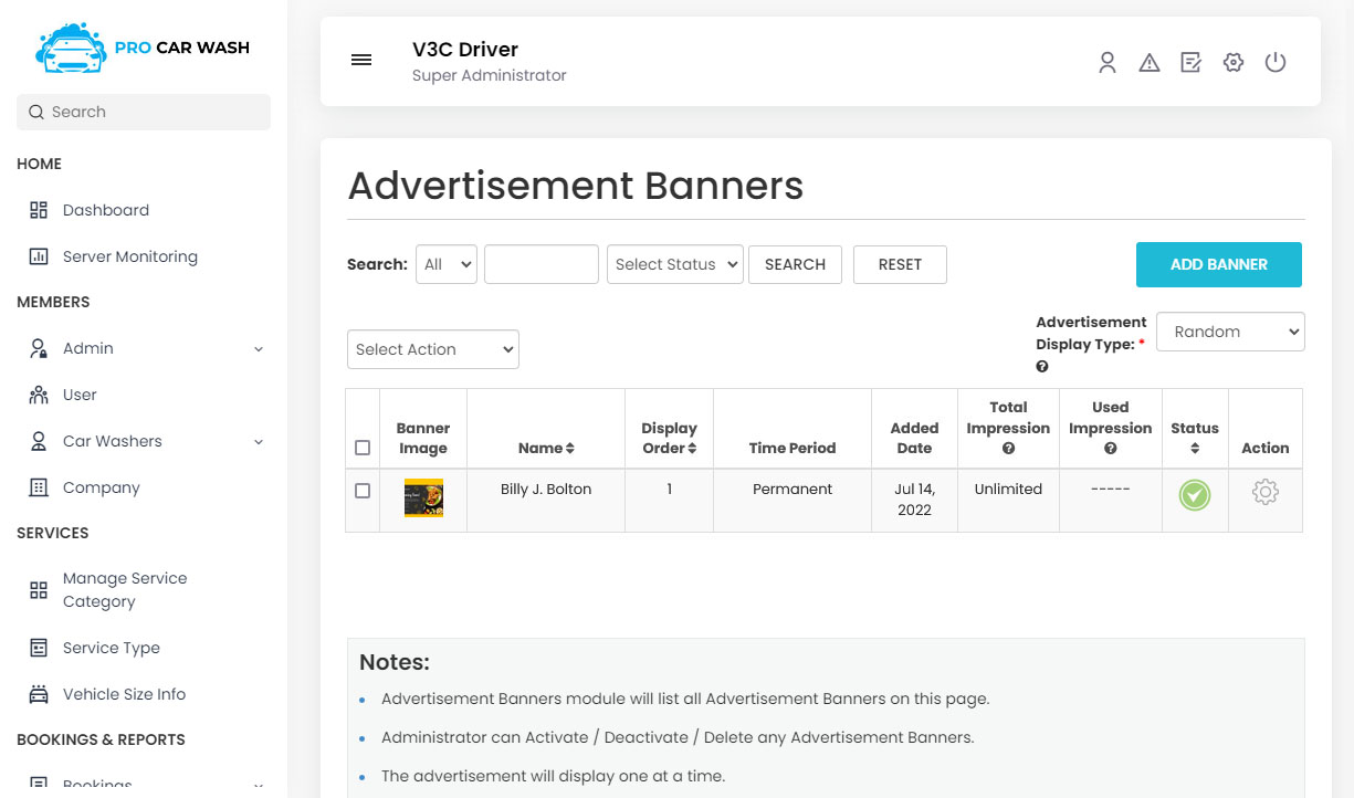 manage Advertisement Banners