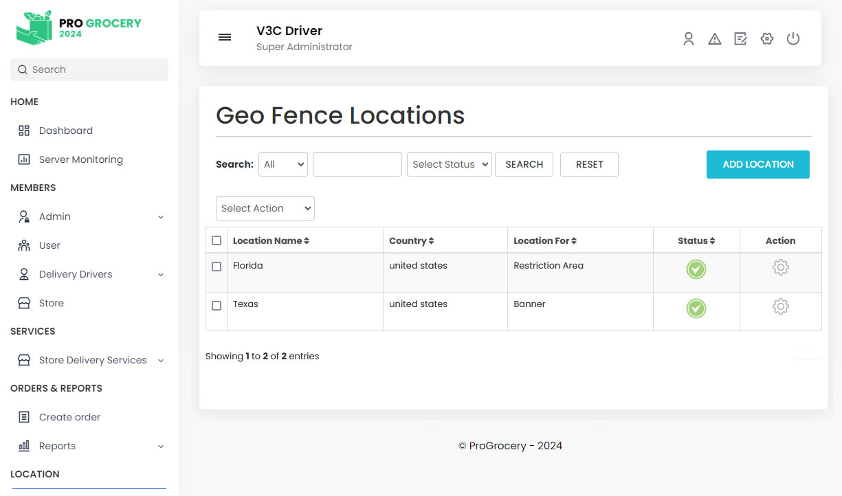 Geo Fence Locations