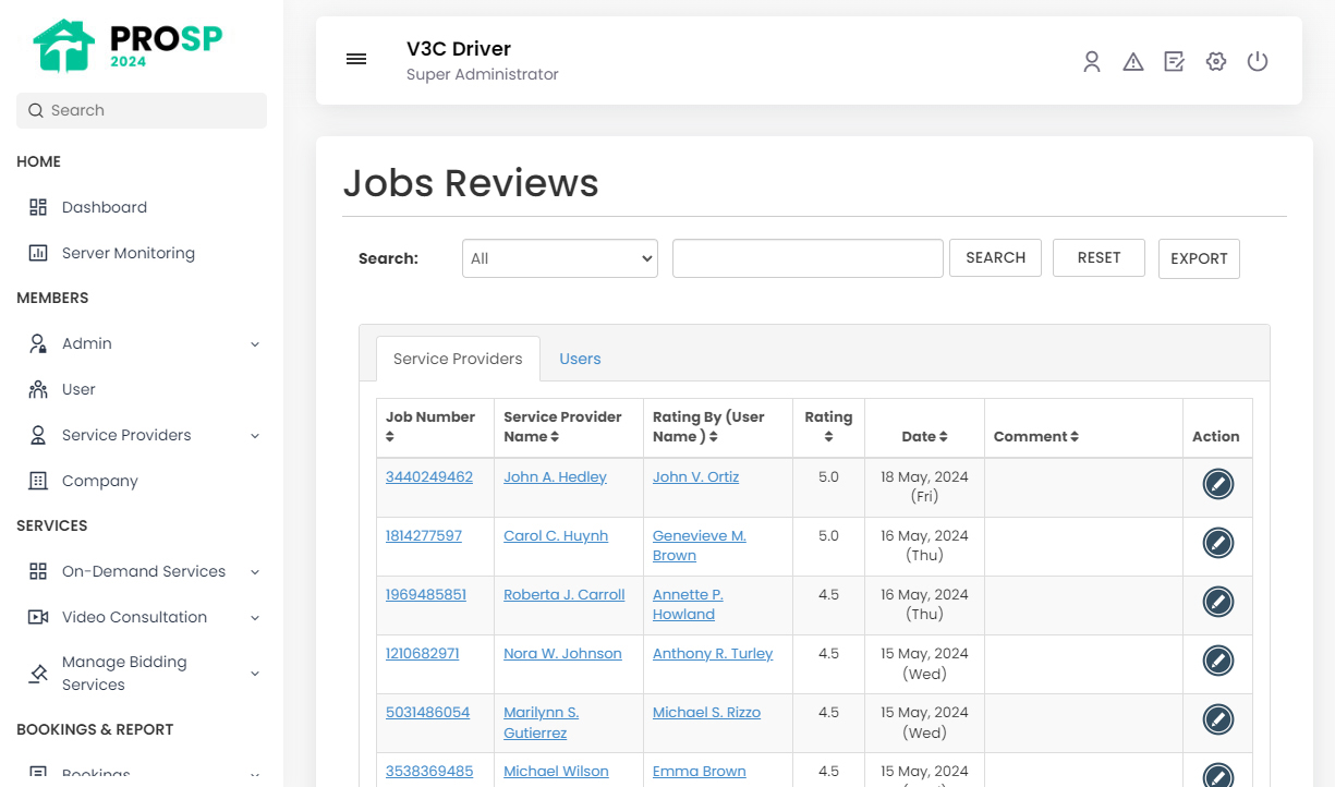 Manage job reviews