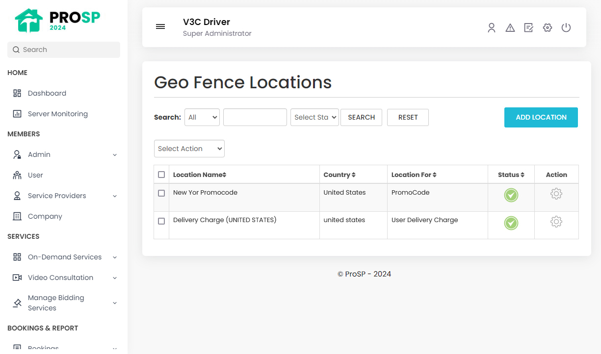 Geo Fence Locations