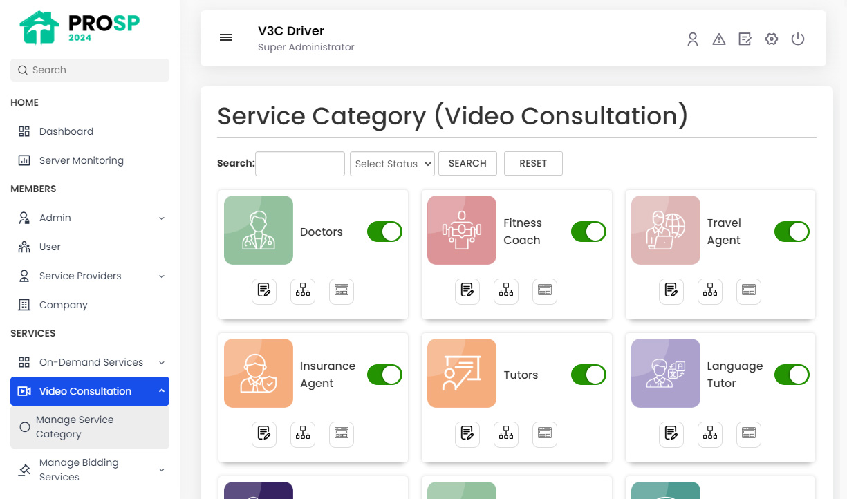 Manage Service Category