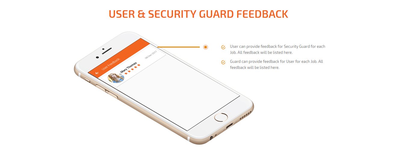 user and security guard feedback screen
