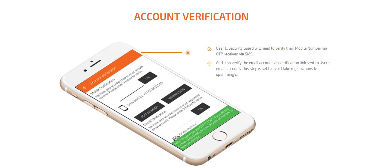 user and security guard account verification screen