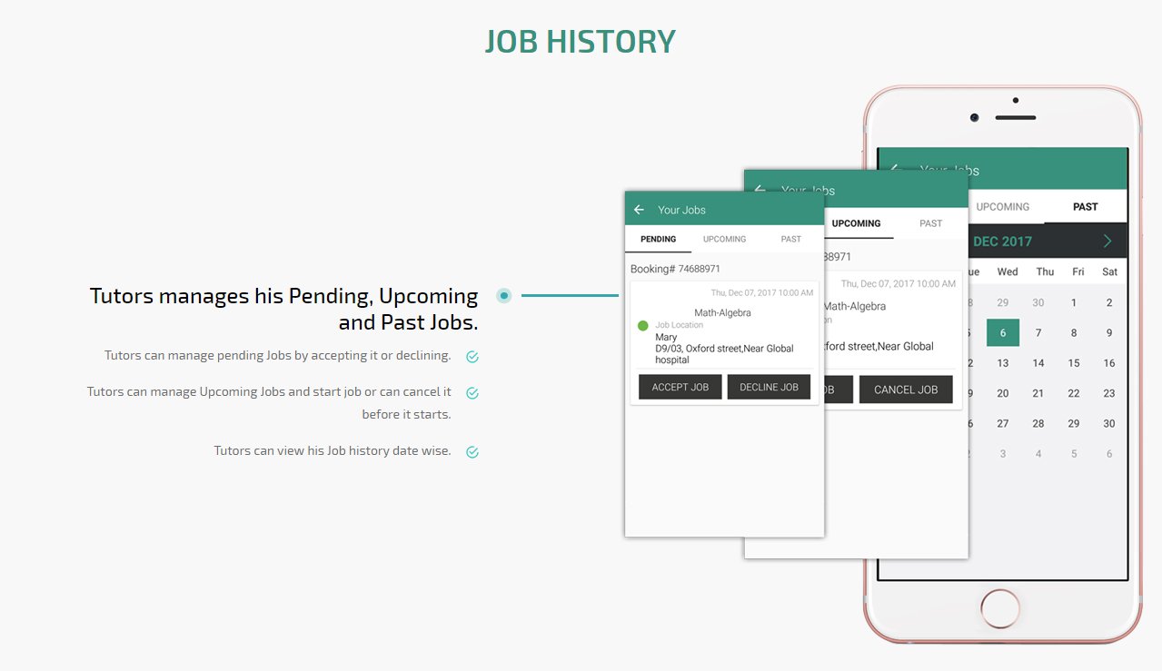 on demand tutors app job history screen